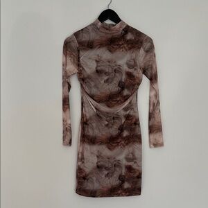 PrettyLittleThing Brown Long Sleeve Dress